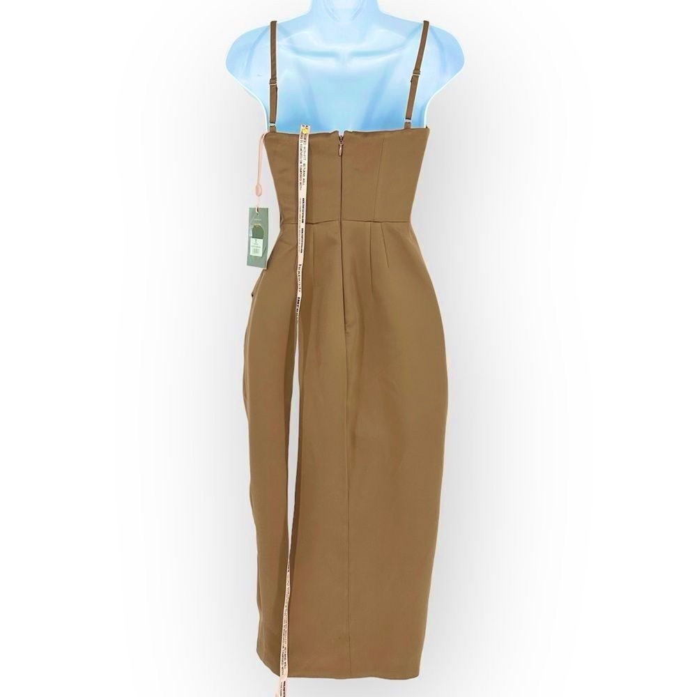HOUSE OF CB NWT BIANCA MOCHA SATIN CORSET MIDI DRESS MOCHA BROWN SIZE XS - Picture 6 of 15